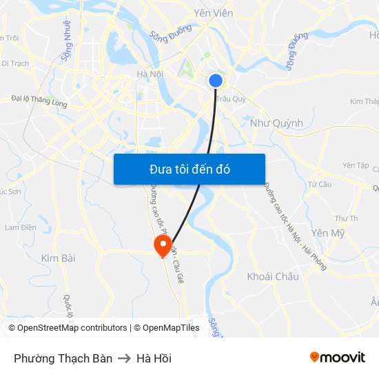 Phường Thạch Bàn to Hà Hồi map