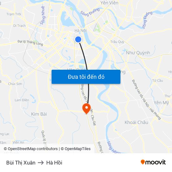 Bùi Thị Xuân to Hà Hồi map