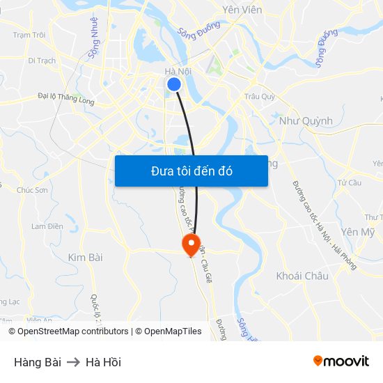 Hàng Bài to Hà Hồi map