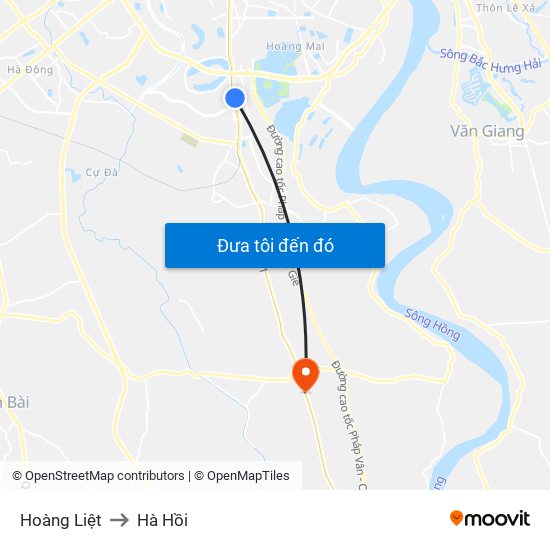 Hoàng Liệt to Hà Hồi map