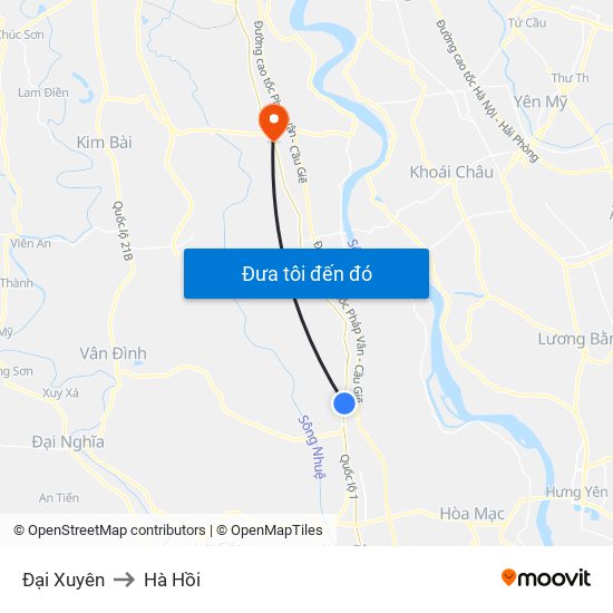 Đại Xuyên to Hà Hồi map