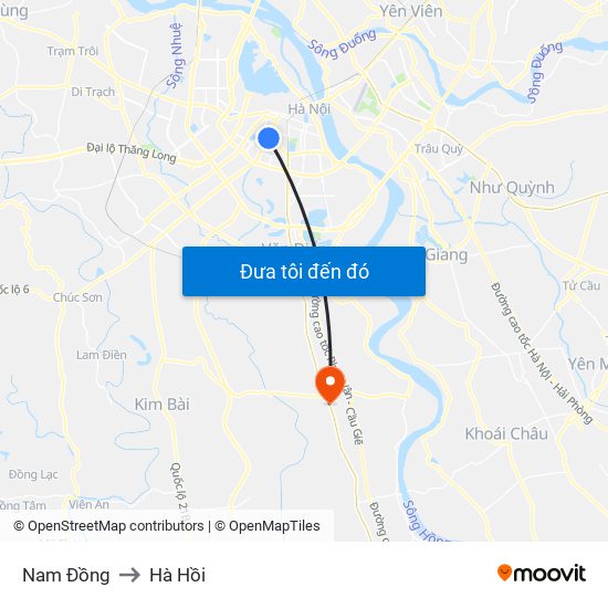 Nam Đồng to Hà Hồi map