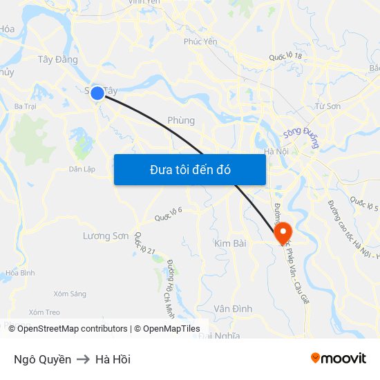 Ngô Quyền to Hà Hồi map