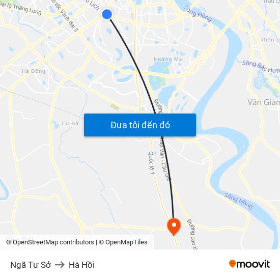 Ngã Tư Sở to Hà Hồi map