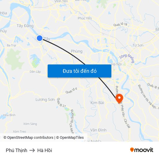 Phú Thịnh to Hà Hồi map