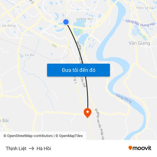 Thịnh Liệt to Hà Hồi map