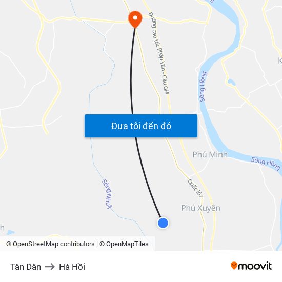 Tân Dân to Hà Hồi map