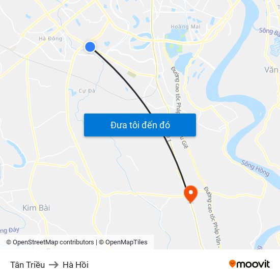 Tân Triều to Hà Hồi map