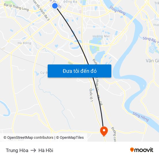 Trung Hòa to Hà Hồi map