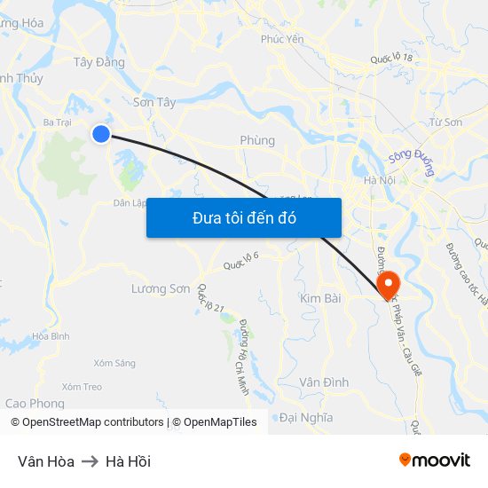 Vân Hòa to Hà Hồi map