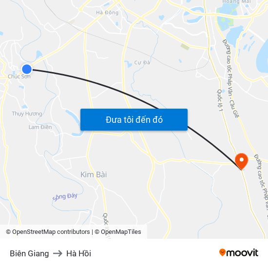 Biên Giang to Hà Hồi map