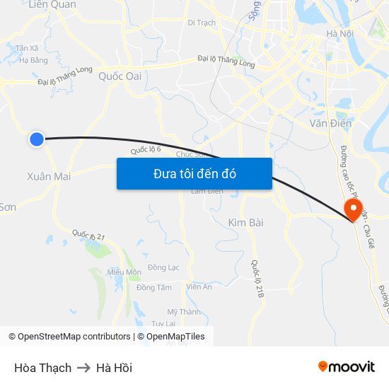 Hòa Thạch to Hà Hồi map