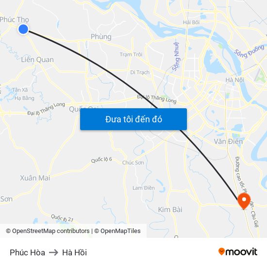Phúc Hòa to Hà Hồi map