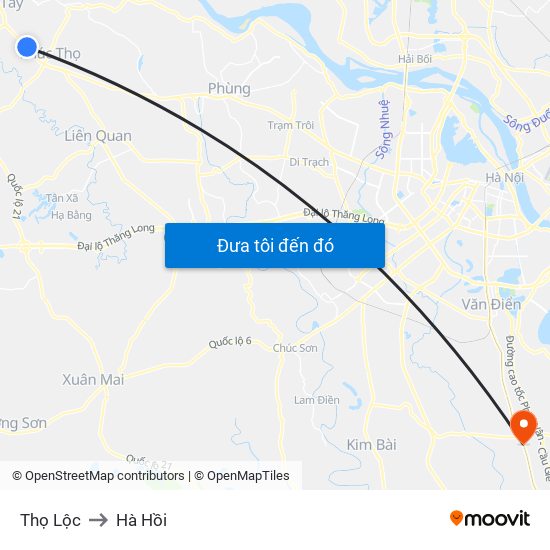 Thọ Lộc to Hà Hồi map