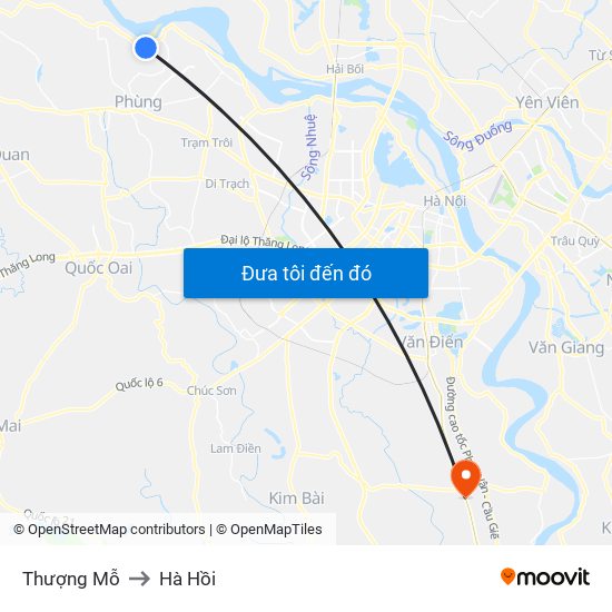 Thượng Mỗ to Hà Hồi map