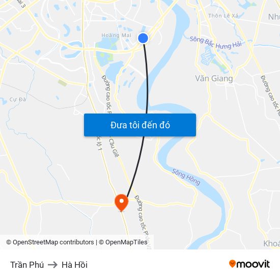 Trần Phú to Hà Hồi map