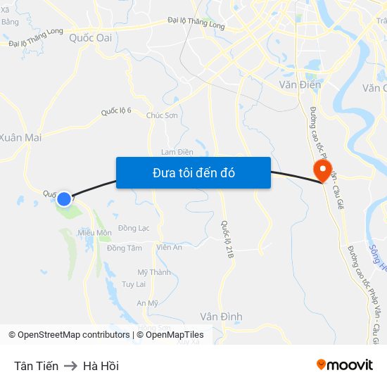 Tân Tiến to Hà Hồi map