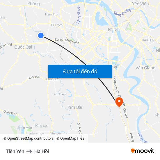 Tiền Yên to Hà Hồi map