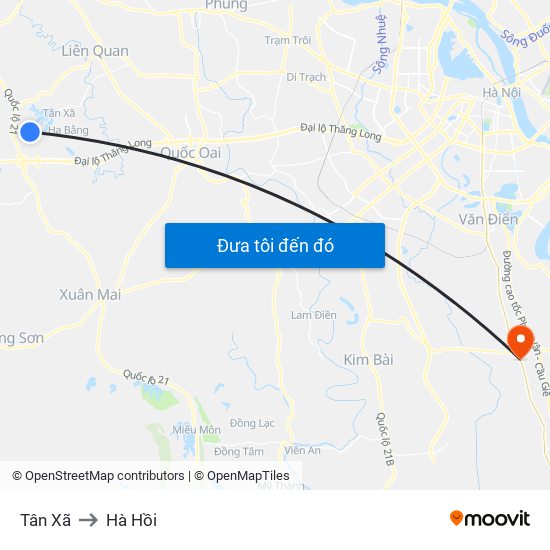 Tân Xã to Hà Hồi map