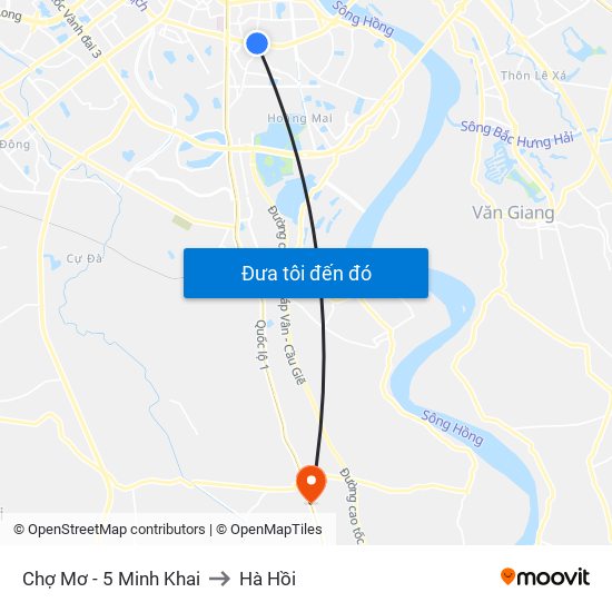 Chợ Mơ - 5 Minh Khai to Hà Hồi map