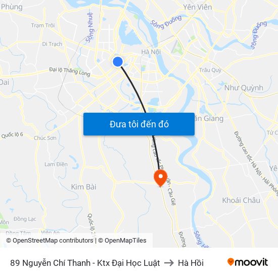 89 Nguyễn Chí Thanh - Ktx Đại Học Luật to Hà Hồi map