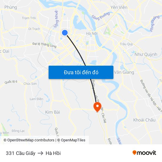 331 Cầu Giấy to Hà Hồi map