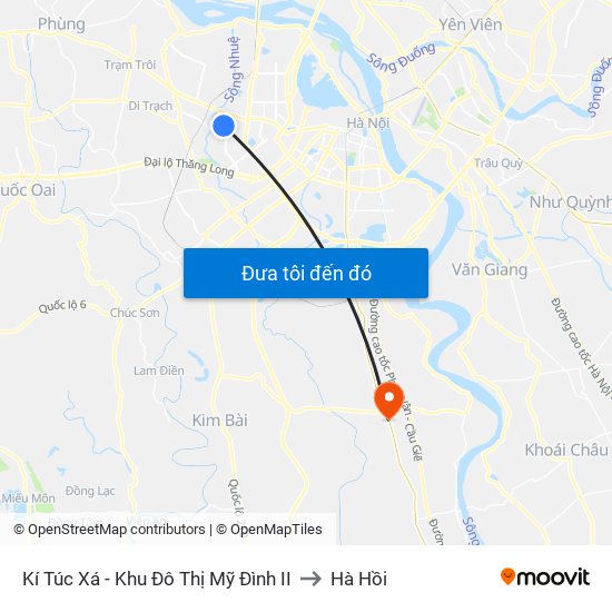 Kí Túc Xá - Khu Đô Thị Mỹ Đình II to Hà Hồi map