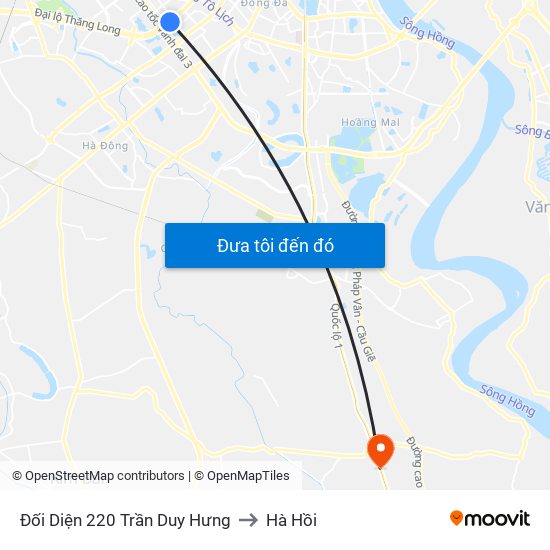 Đối Diện 220 Trần Duy Hưng to Hà Hồi map