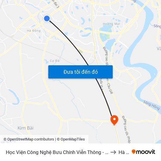 Học Viện Công Nghệ Bưu Chính Viễn Thông - Trần Phú (Hà Đông) to Hà Hồi map