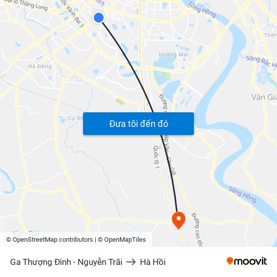 Ga Thượng Đình - Nguyễn Trãi to Hà Hồi map