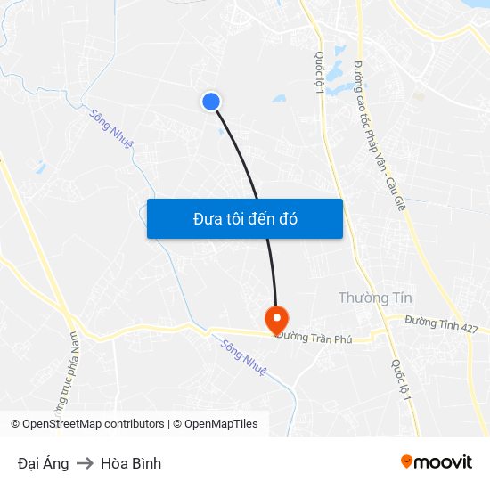 Đại Áng to Hòa Bình map