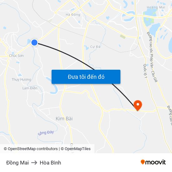 Đồng Mai to Hòa Bình map