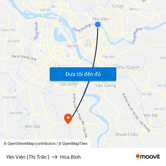 Yên Viên (Thị Trấn ) to Hòa Bình map