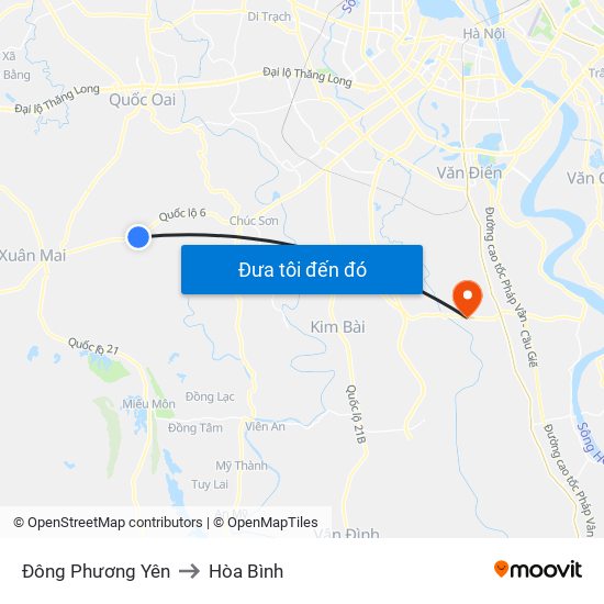 Đông Phương Yên to Hòa Bình map