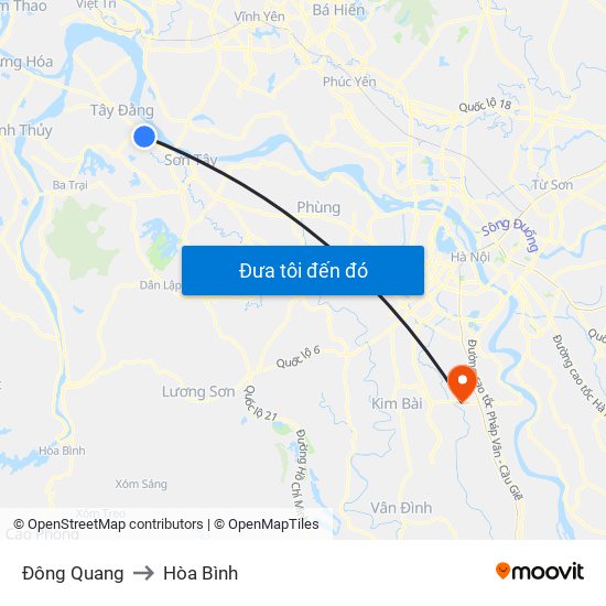 Đông Quang to Hòa Bình map