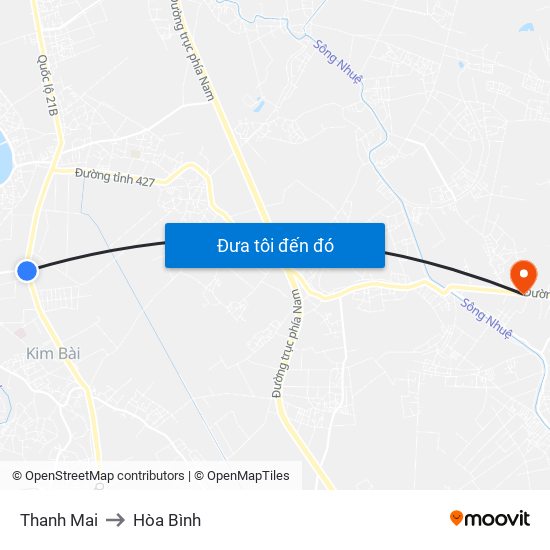 Thanh Mai to Hòa Bình map