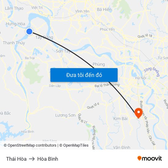 Thái Hòa to Hòa Bình map