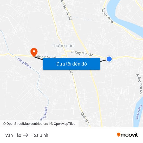 Vân Tảo to Hòa Bình map