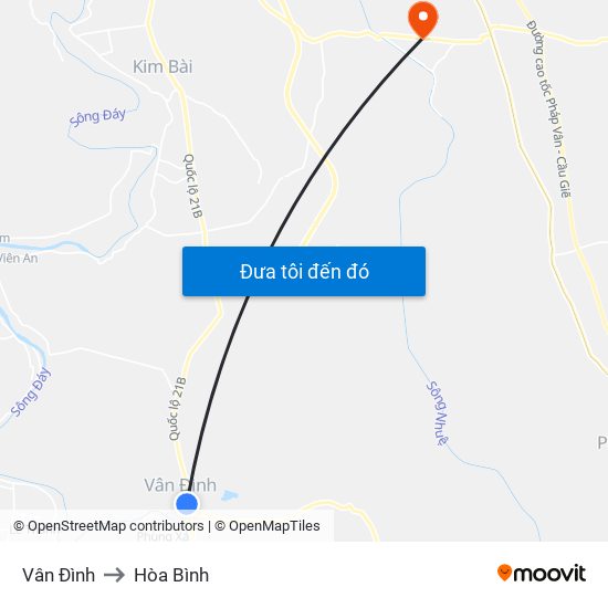 Vân Đình to Hòa Bình map