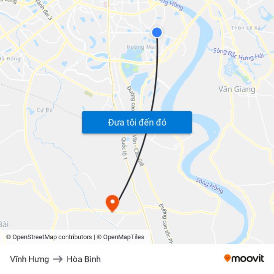 Vĩnh Hưng to Hòa Bình map