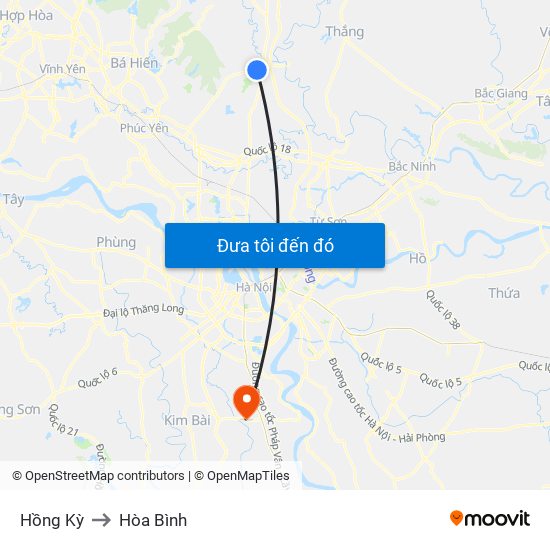 Hồng Kỳ to Hòa Bình map