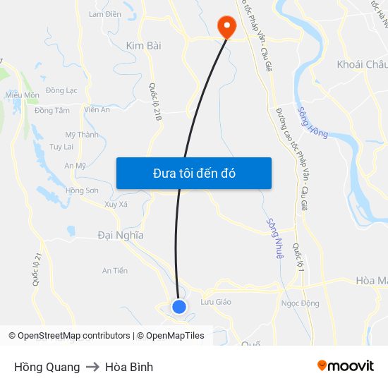 Hồng Quang to Hòa Bình map
