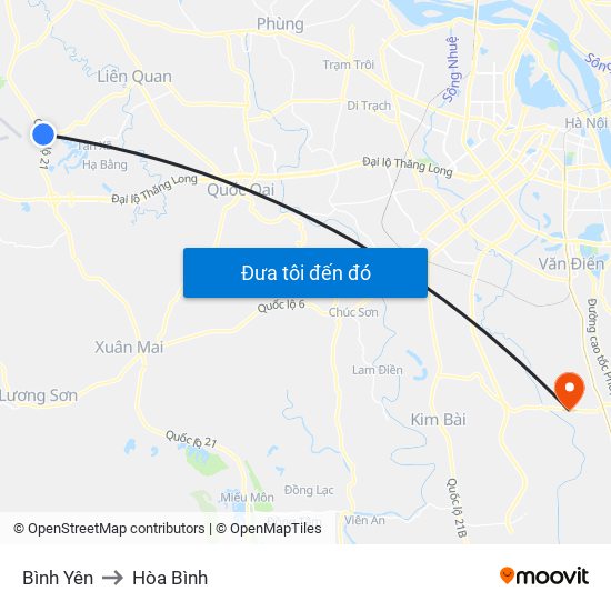 Bình Yên to Hòa Bình map
