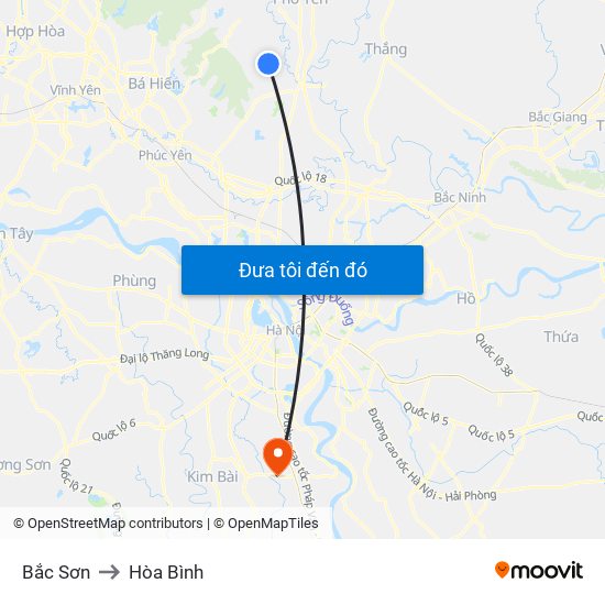 Bắc Sơn to Hòa Bình map