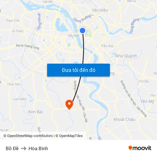 Bồ Đề to Hòa Bình map
