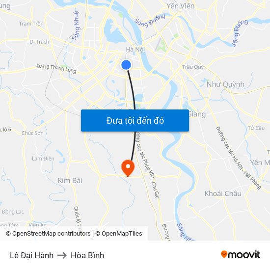 Lê Đại Hành to Hòa Bình map