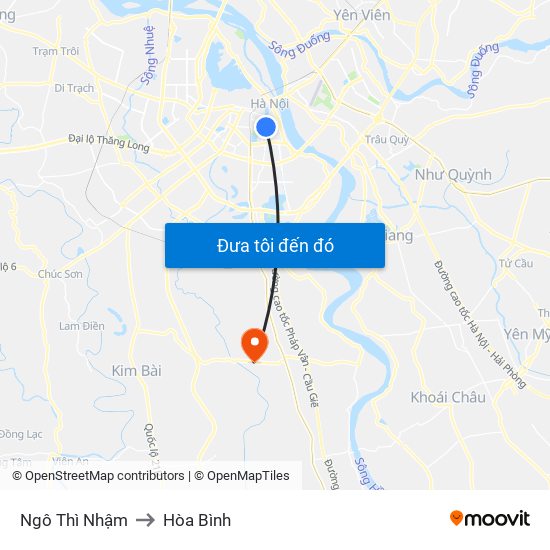 Ngô Thì Nhậm to Hòa Bình map