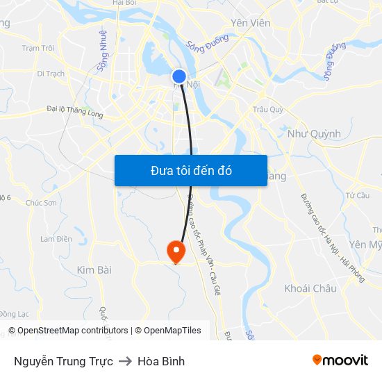 Nguyễn Trung Trực to Hòa Bình map