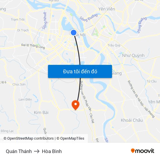 Quán Thánh to Hòa Bình map