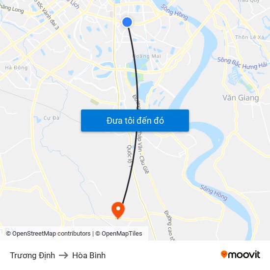 Trương Định to Hòa Bình map